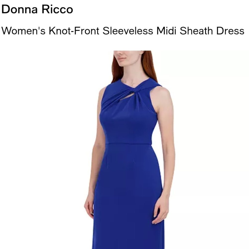 Donna Ricco Women's Knot-Front Sleeveless Midi Sheath Dress